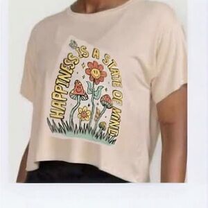 Happiness is a State of Mind Graphic Beige Crop Top XL